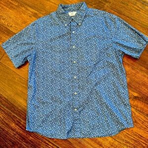 Southern Tide Shirt Mens L Blue Button Up S/S fish trim fit 100% cotton
